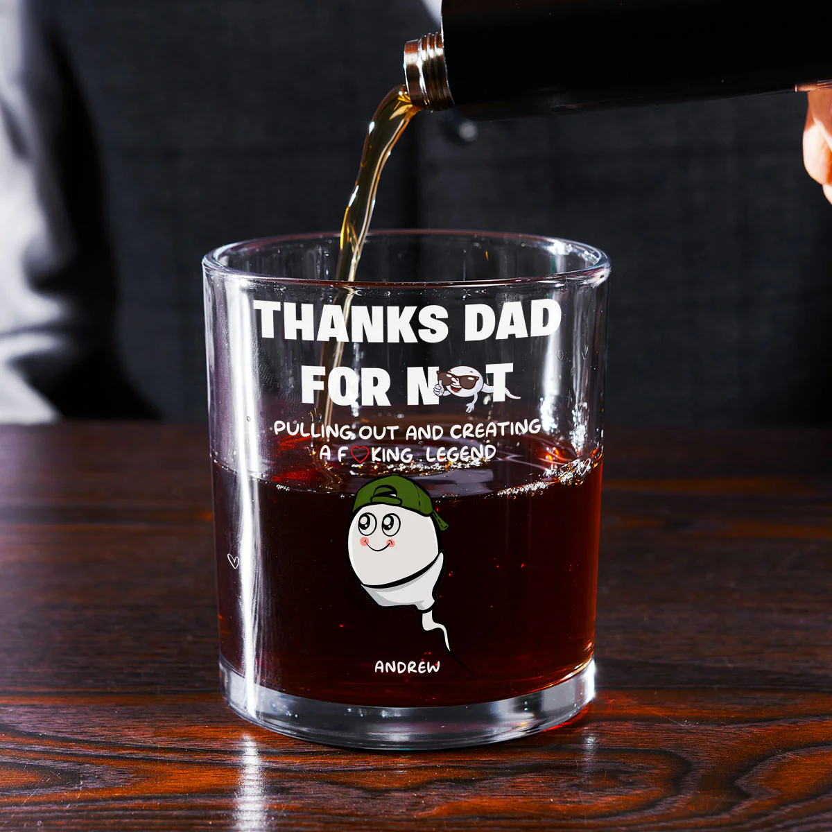 Thanks Dad For Creating A Legend - Personalized Custom Whiskey Glass - Image 2