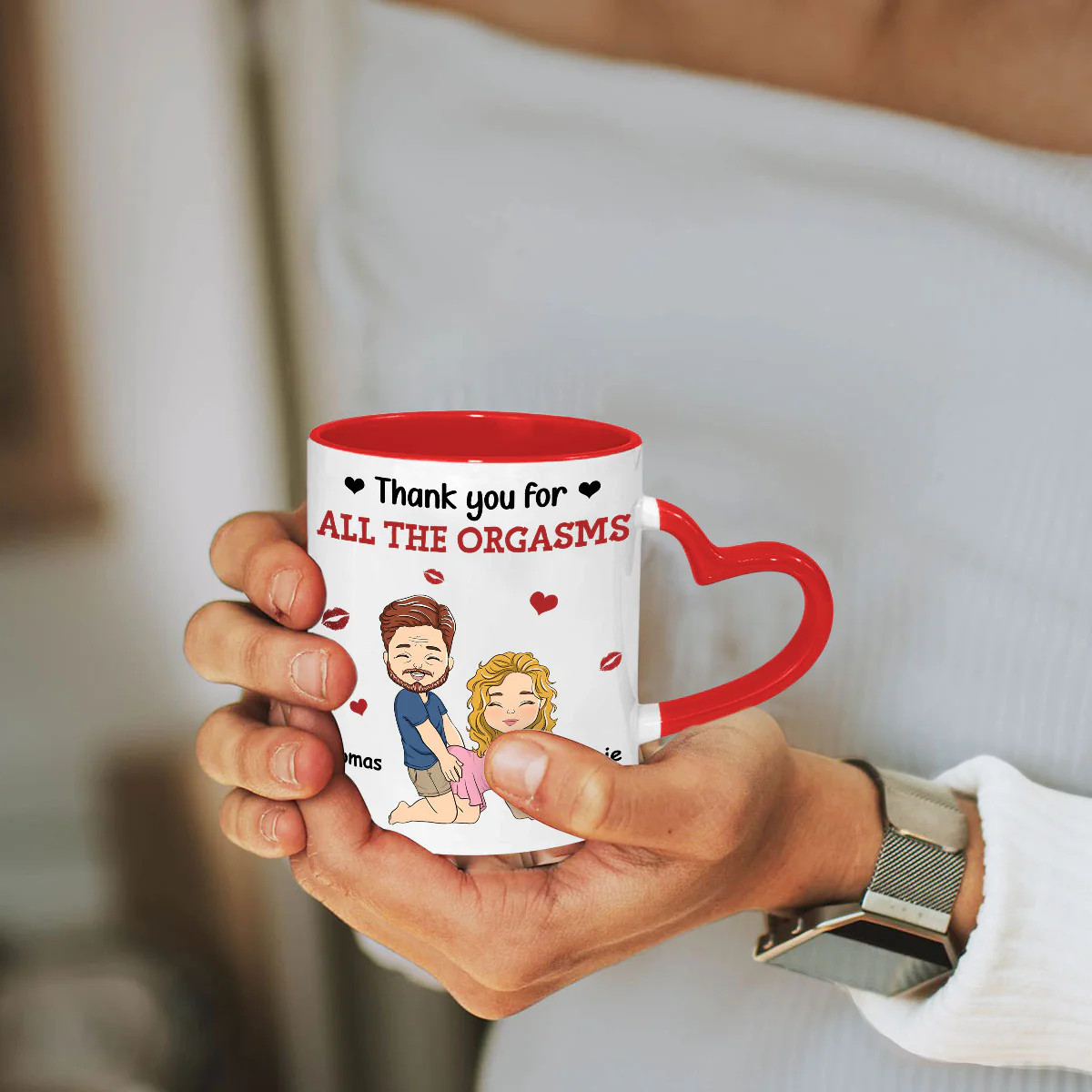 Thanks For All - Personalized Custom Heart Handle Mug - Image 4