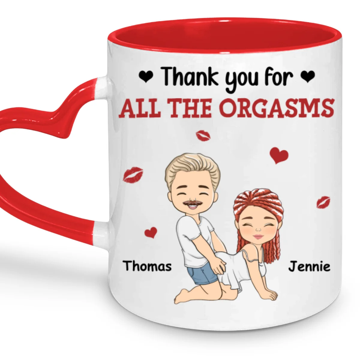 Thanks For All - Personalized Custom Heart Handle Mug - Image 6