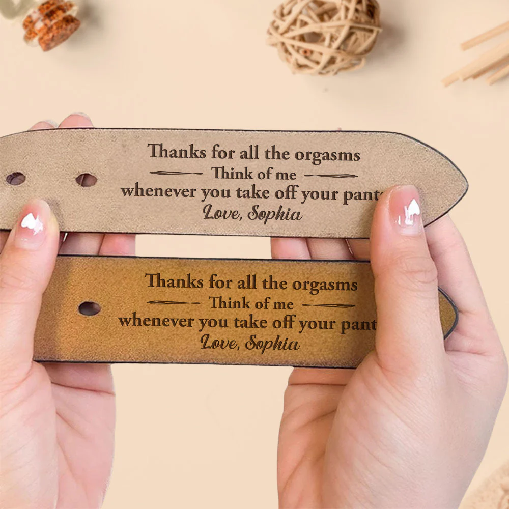 Thanks For All - Personalized Engraved Leather Belt - Image 4