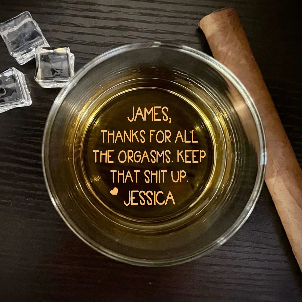 Thanks For All The Orgasms - Personalized Custom Engraved Whiskey Glass - Image 4