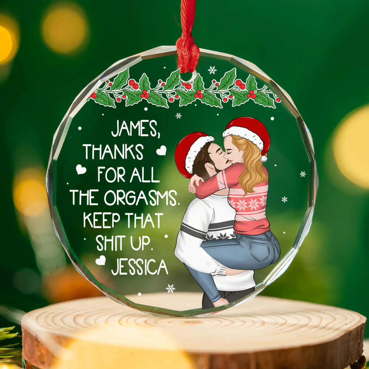 Thanks For All The Orgasms - Personalized Custom Glass Ornament - Image 3