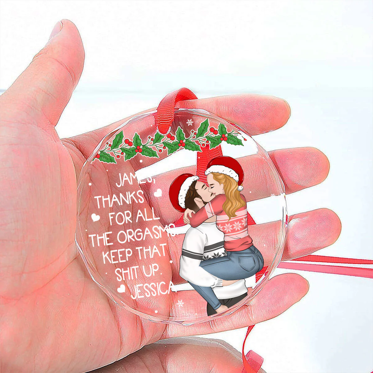 Thanks For All The Orgasms - Personalized Custom Glass Ornament - Image 4