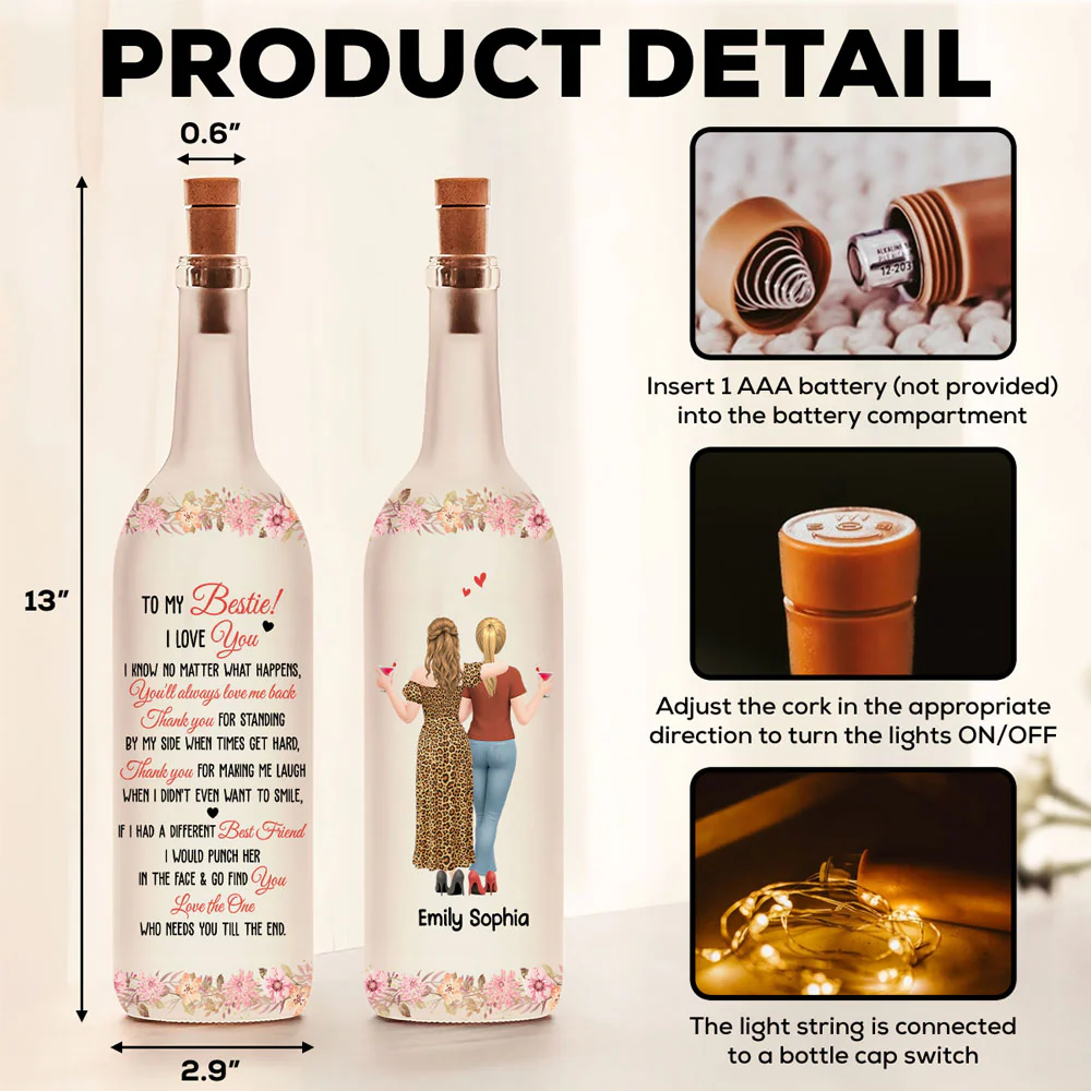 Thanks For Always Standing By My Side - Personalized Custom Bottle Lamp - Image 5