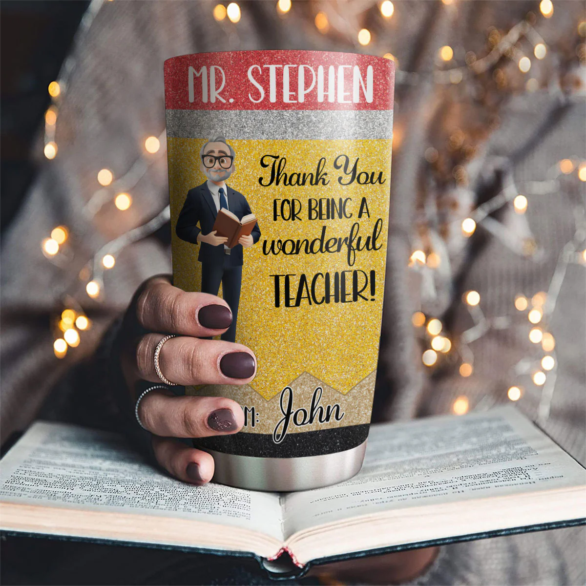Thanks For Being A Wonderful Teacher - Personalized Custom Tumbler - Image 2