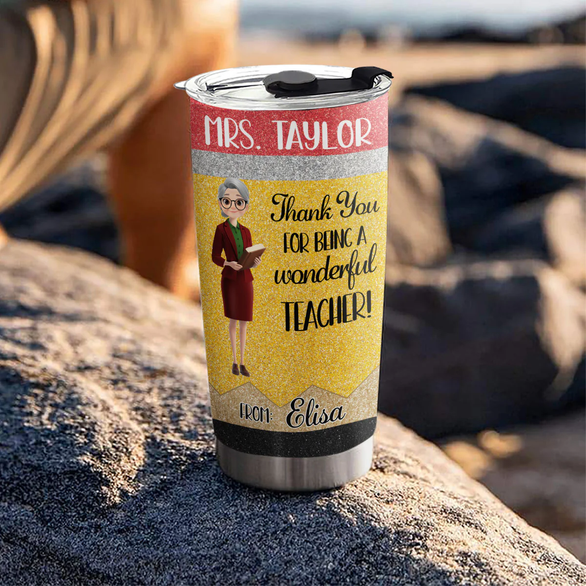 Thanks For Being A Wonderful Teacher - Personalized Custom Tumbler - Image 3