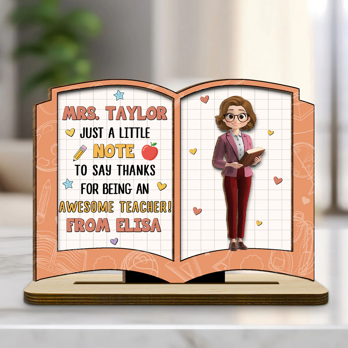 Thanks For Being An Awesome Teacher - Personalized Custom 2-Layer Wood Plaque With Flat Base