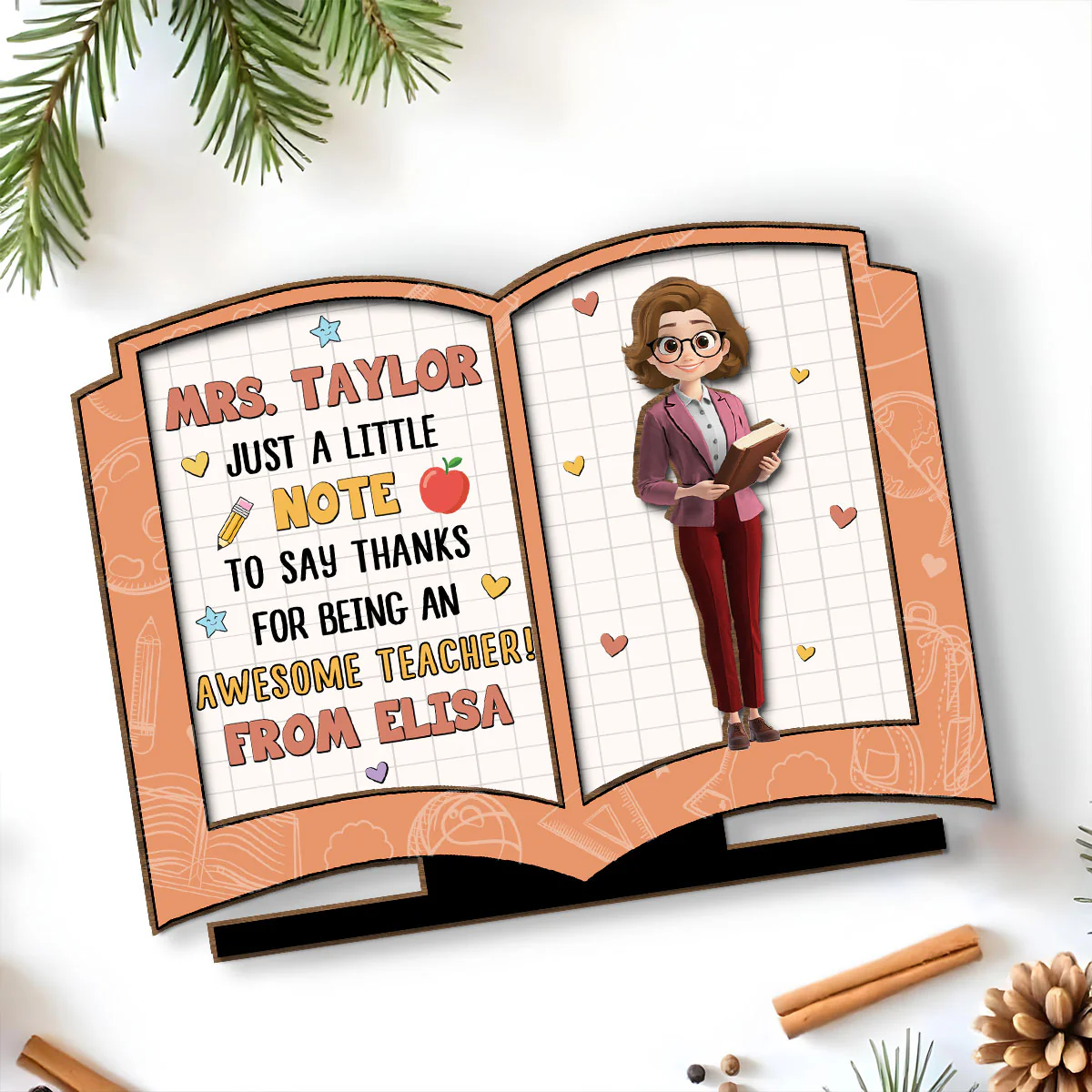 Thanks For Being An Awesome Teacher - Personalized Custom 2-Layer Wood Plaque With Flat Base - Image 5