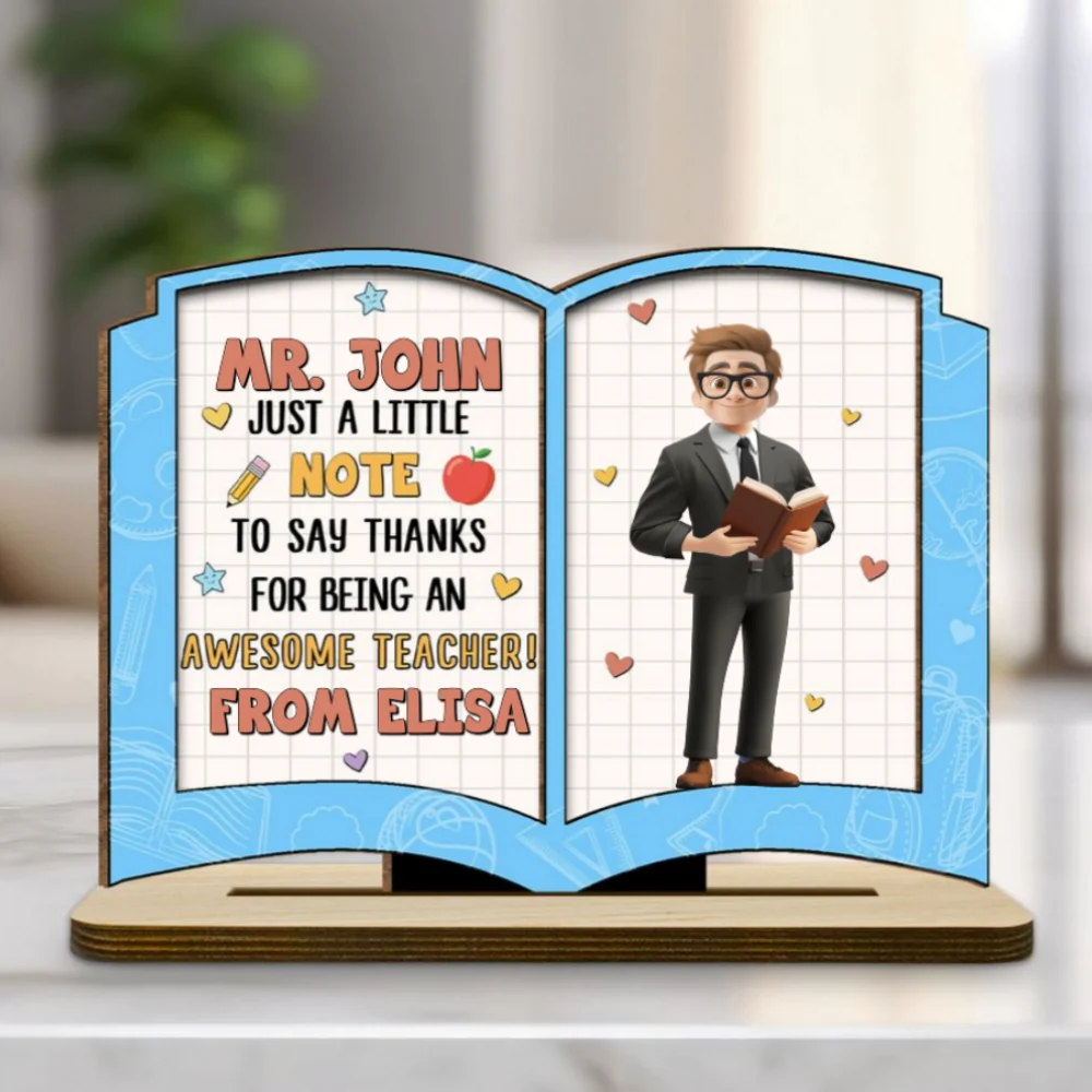 Thanks For Being An Awesome Teacher - Personalized Custom 2-Layer Wood Plaque With Flat Base - Image 7
