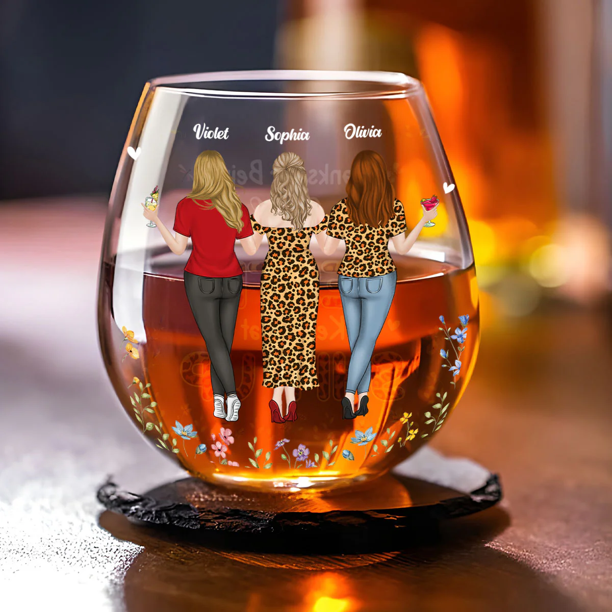 Thanks For Being My Best Friends - Personalized Custom Wine Glass - Image 2