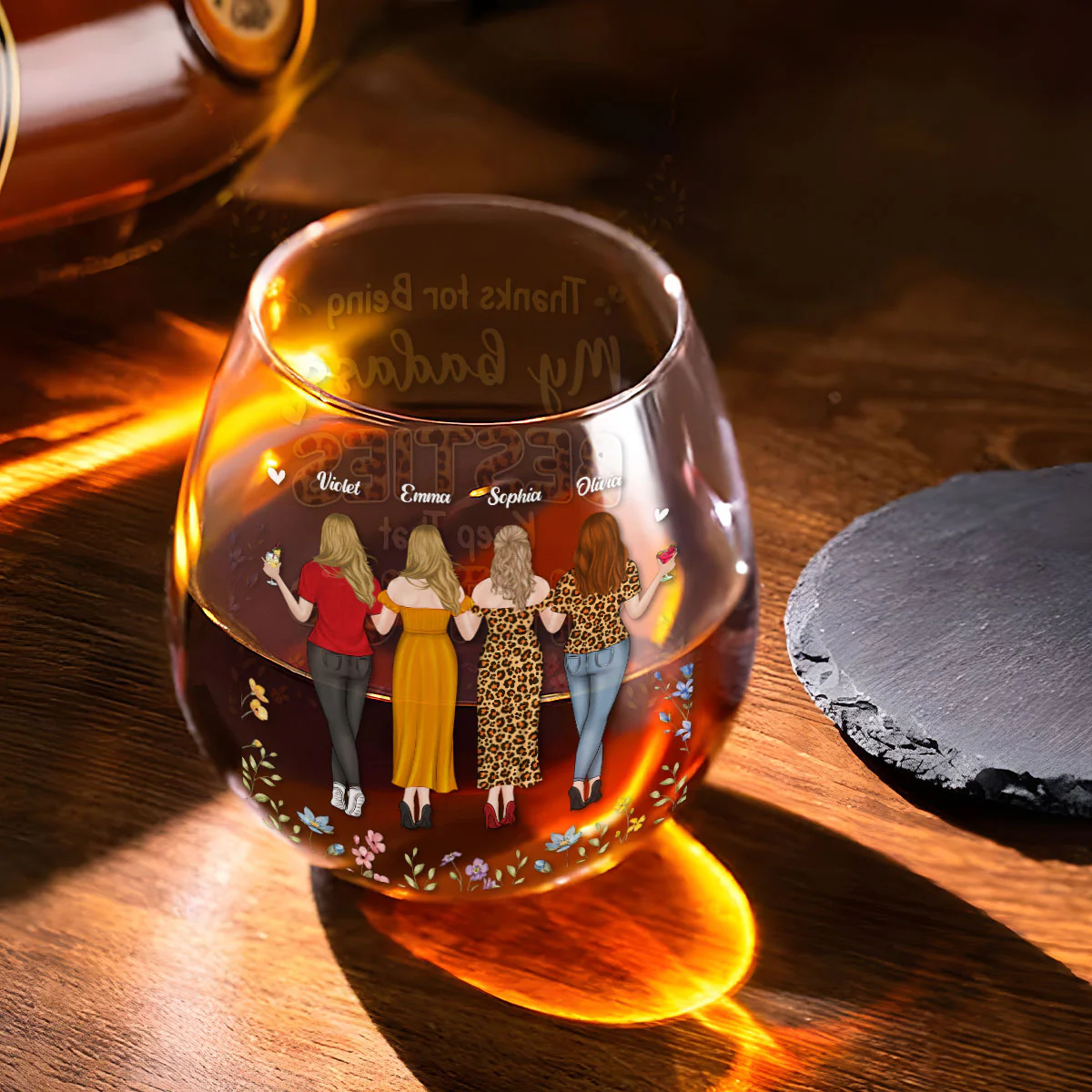 Thanks For Being My Best Friends - Personalized Custom Wine Glass - Image 3