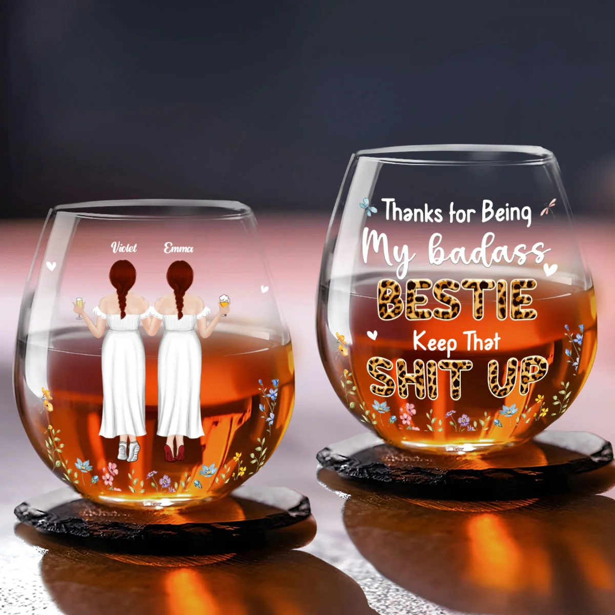 Thanks For Being My Best Friends - Personalized Custom Wine Glass - Image 5