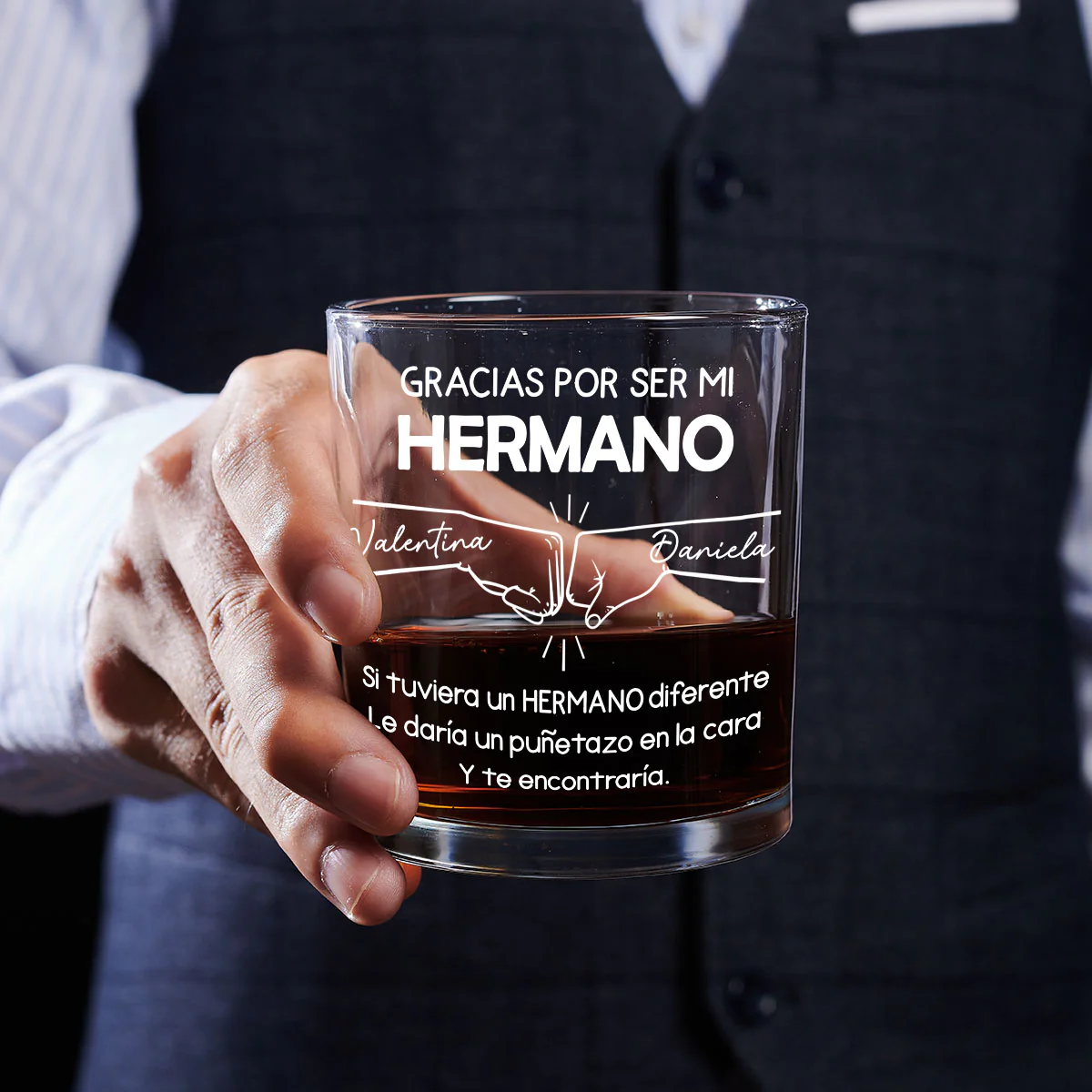Thanks For Being My Brother 2 - Personalized Custom Whiskey Glass - Image 4