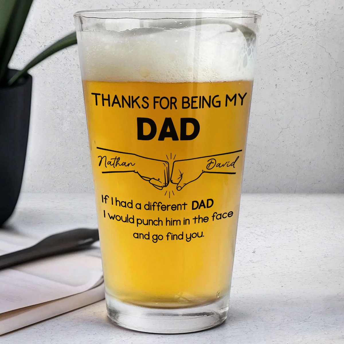 Thanks For Being My Brother - Personalized Custom Beer Glass - Image 2