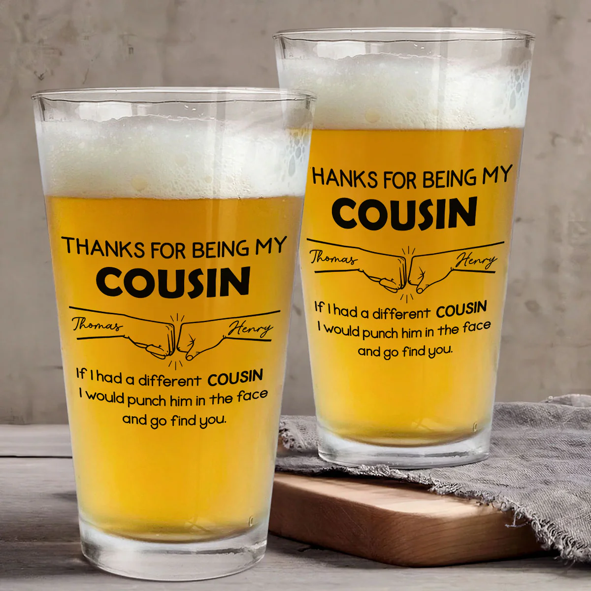 Thanks For Being My Brother - Personalized Custom Beer Glass - Image 4