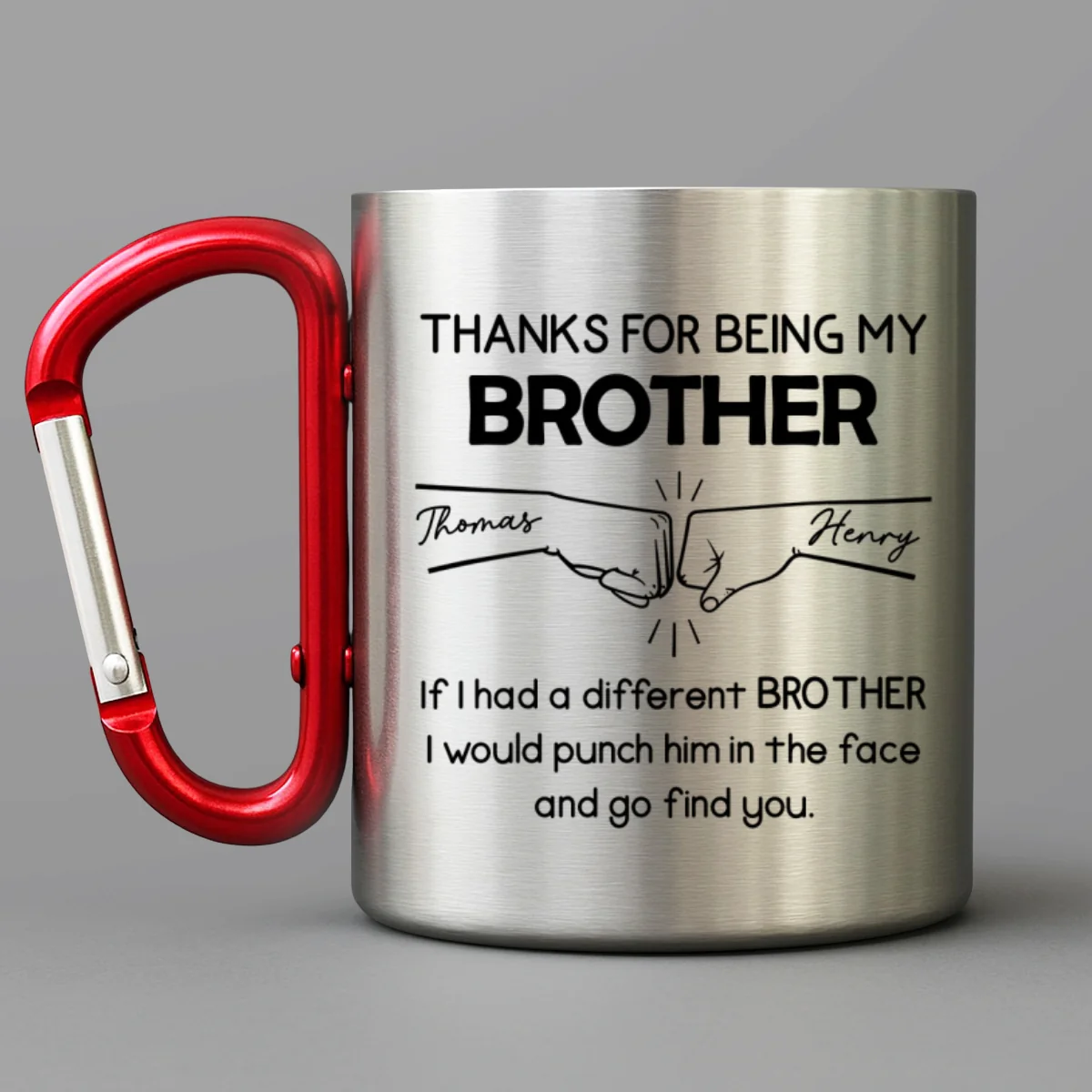 Thanks For Being My Brother - Personalized Custom Carabiner Mug - Image 6