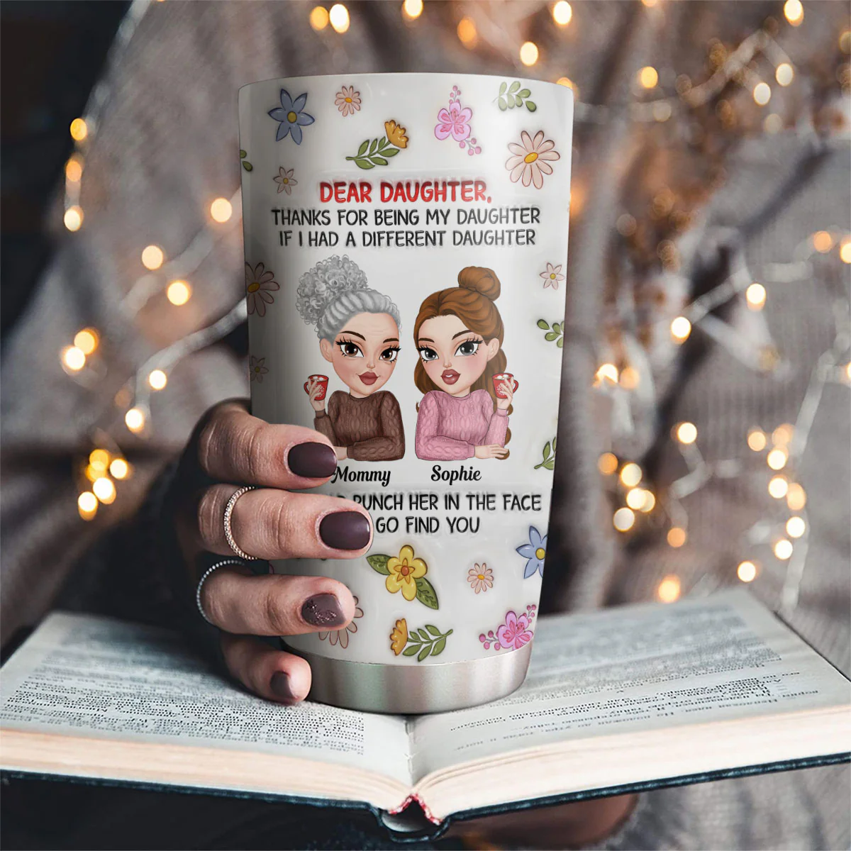 Thanks For Being My Daughter - Personalized Custom 3D Inflated Effect Tumbler - Image 2