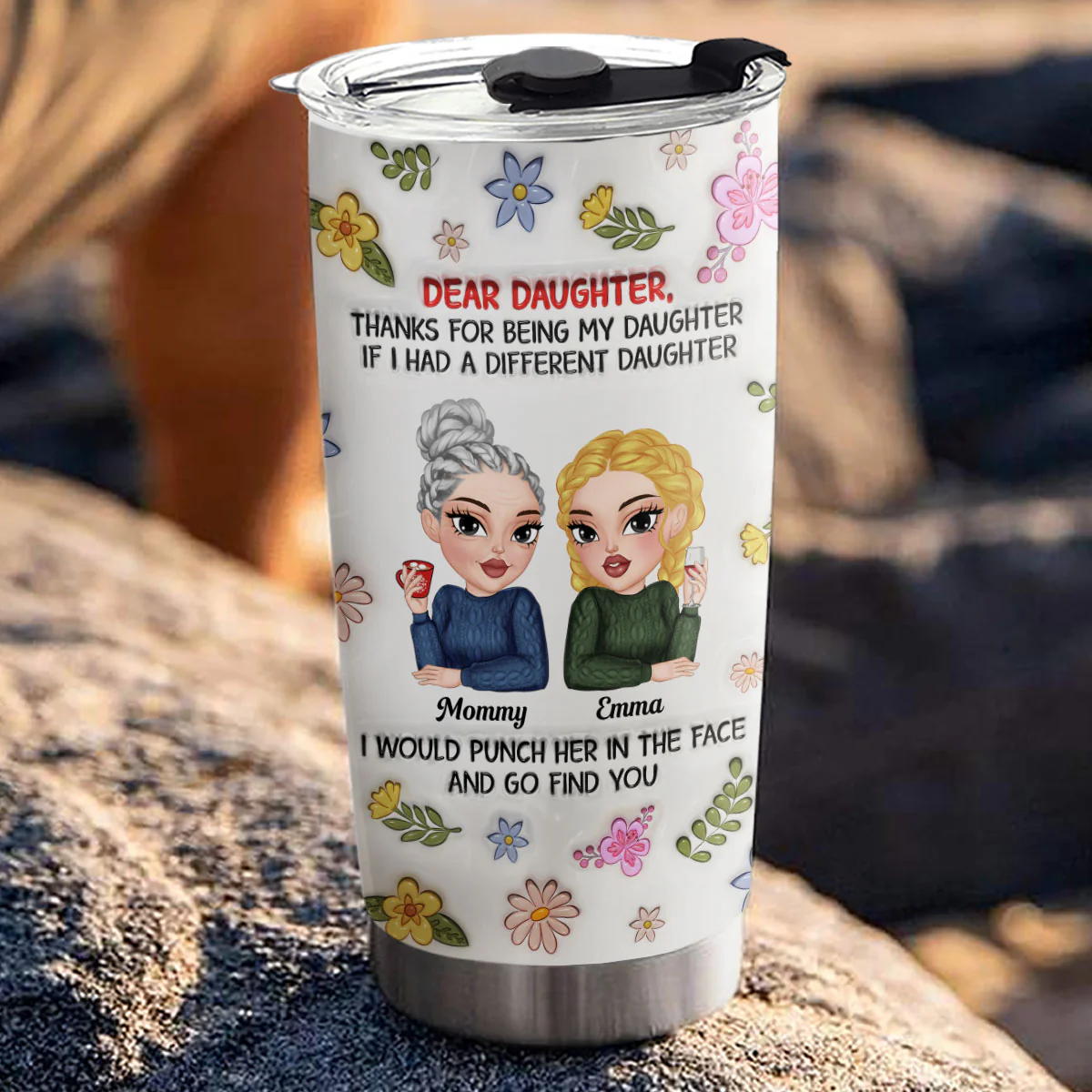 Thanks For Being My Daughter - Personalized Custom 3D Inflated Effect Tumbler - Image 3