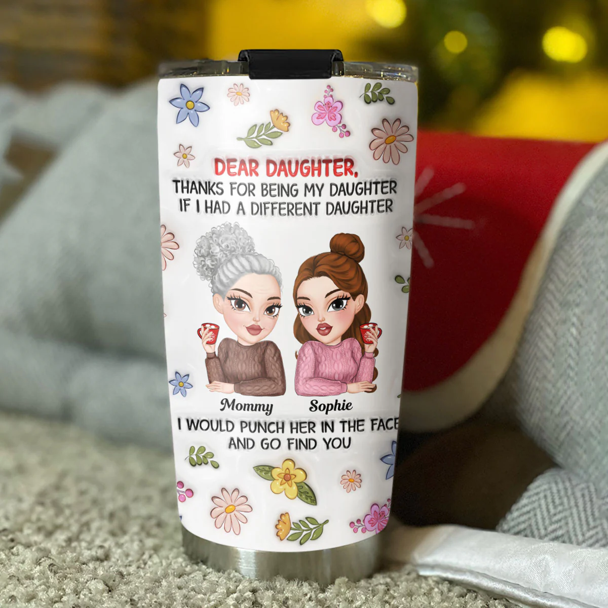 Thanks For Being My Daughter - Personalized Custom 3D Inflated Effect Tumbler - Image 4