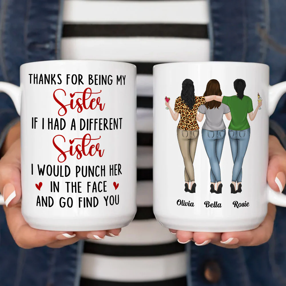 Thanks For Being My Sister - Personalized Custom Coffee Mug - Image 5