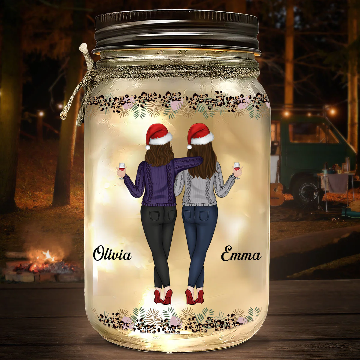Thanks For Being My Unbiological Sister - Personalized Custom Mason Jar Light - Image 2