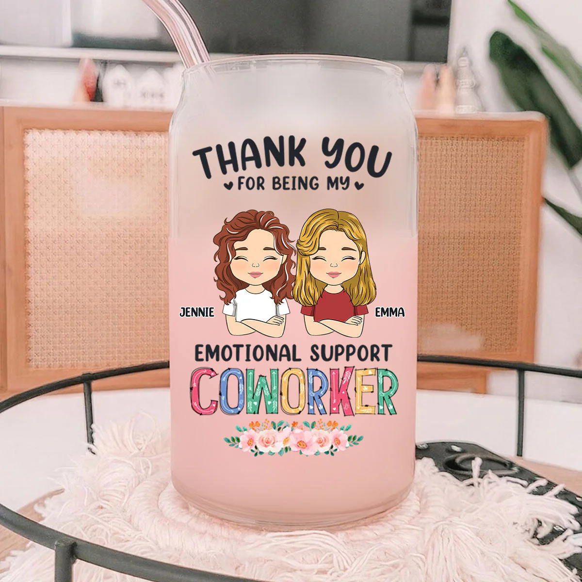 Thanks For Being My Unpaid Therapist - Personalized Custom Glass Can - Image 3
