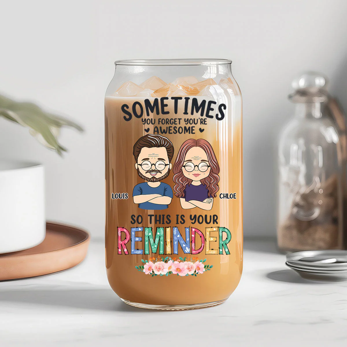 Thanks For Being My Unpaid Therapist - Personalized Custom Glass Can - Image 4