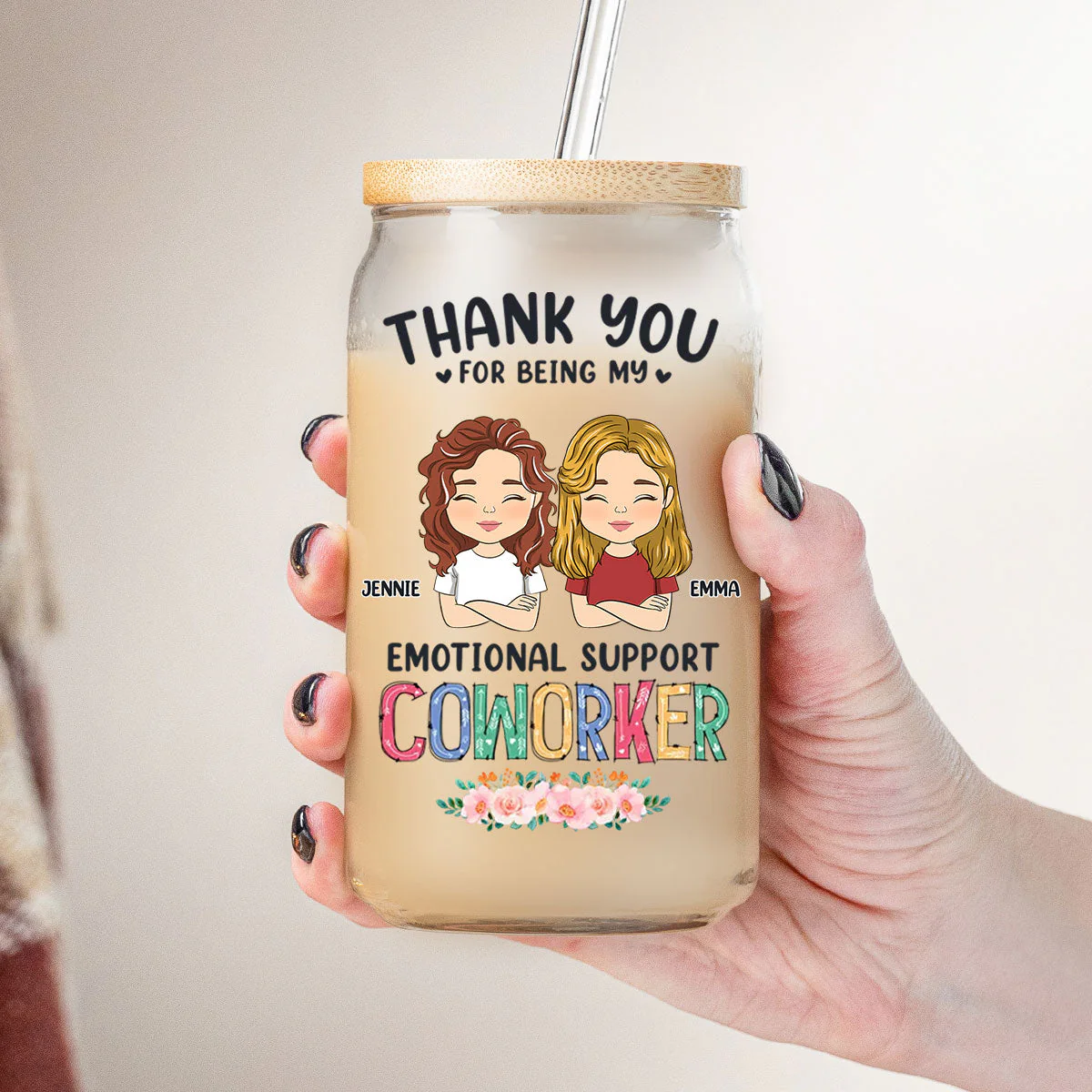 Thanks For Being My Unpaid Therapist - Personalized Custom Glass Can - Image 5