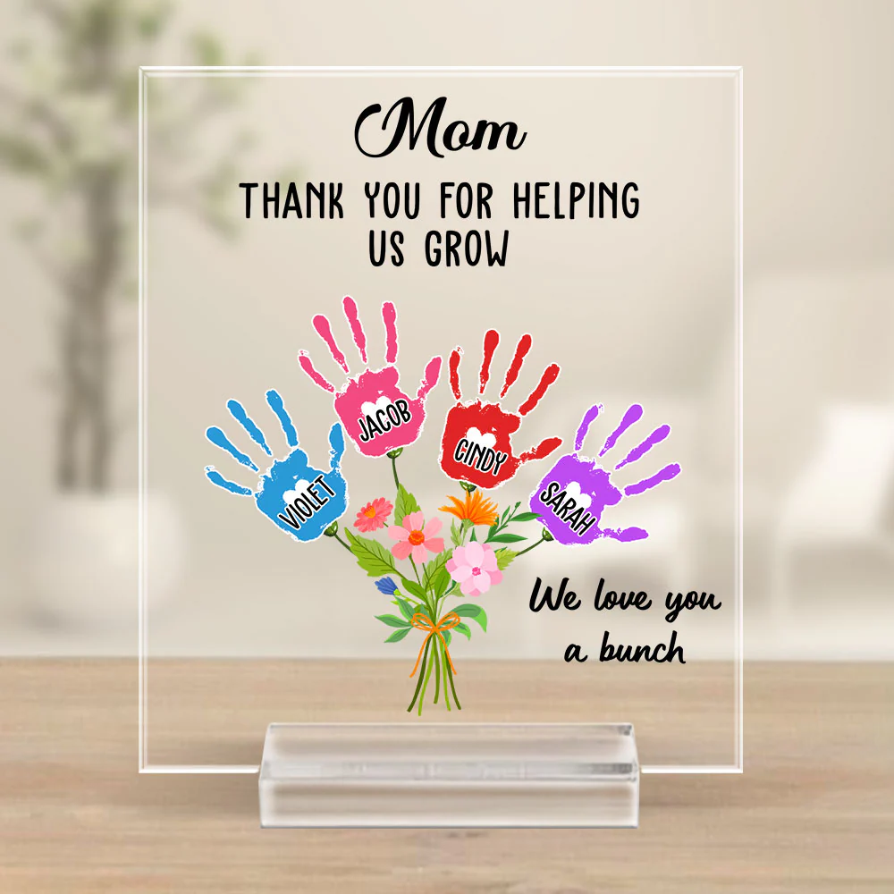 Thanks For Helping Me Grow -  Personalized Custom Acrylic Plaque With Base