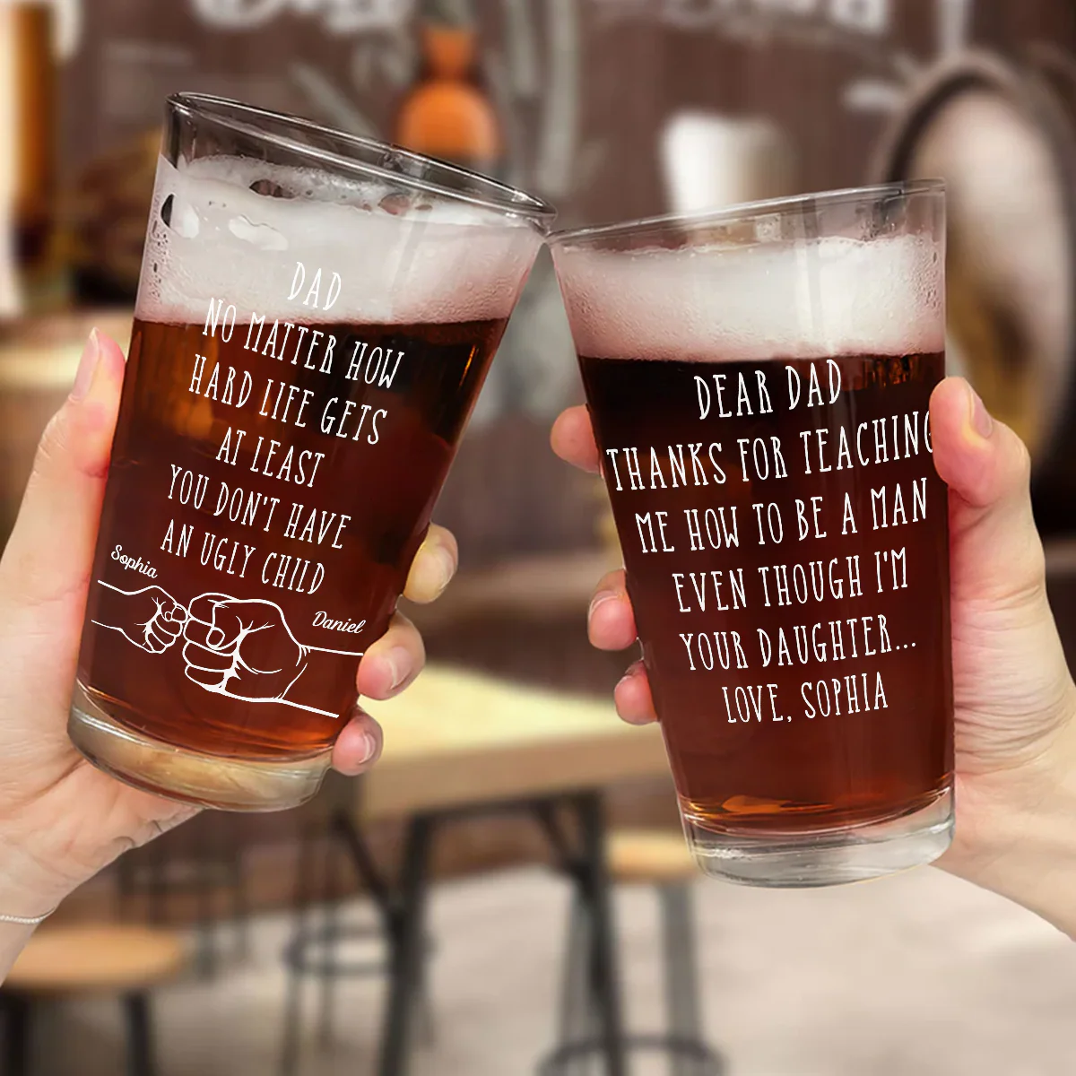 Thanks For Teaching Me How To Be A Man - Personalized Custom Beer Glass - Image 2