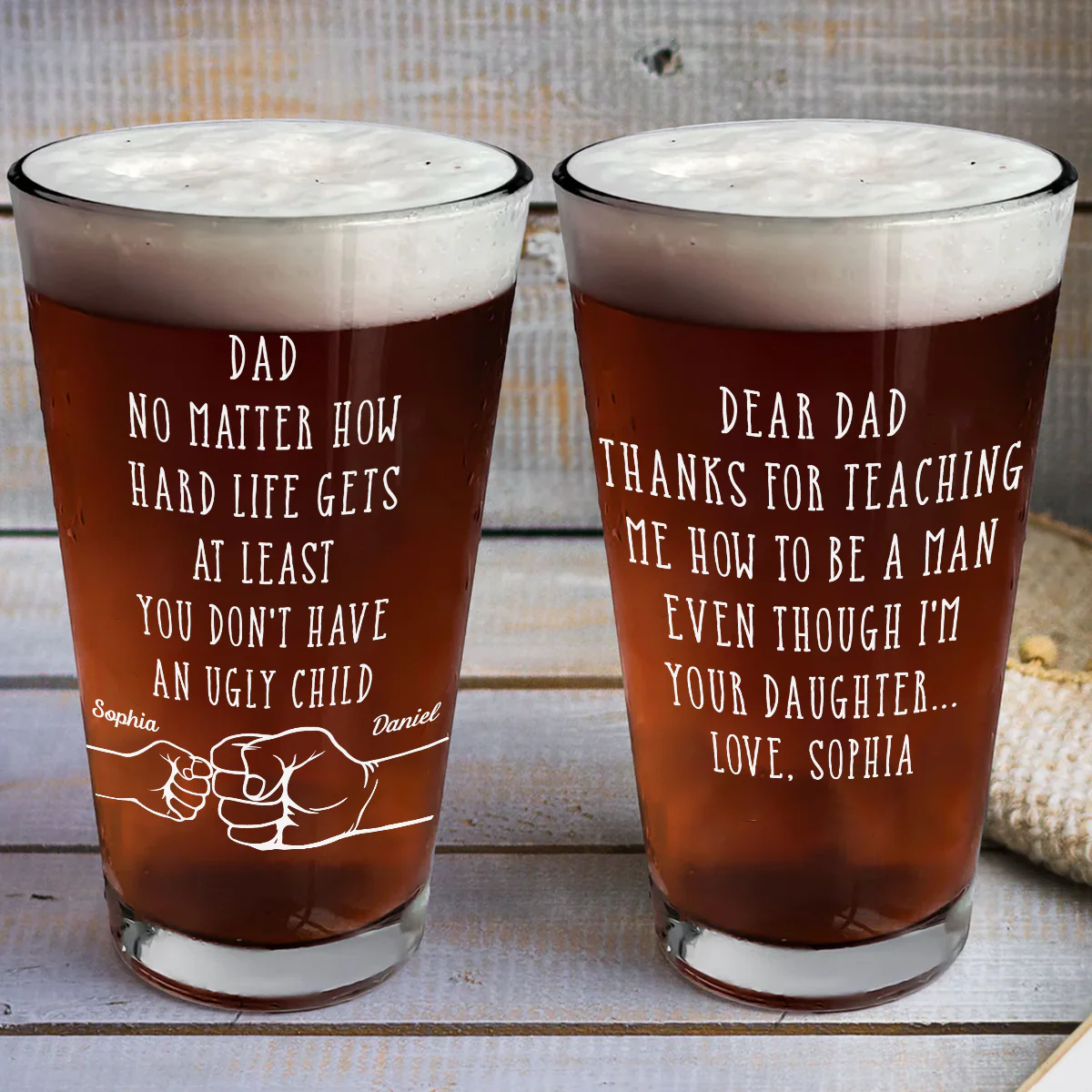 Thanks For Teaching Me How To Be A Man - Personalized Custom Beer Glass - Image 4