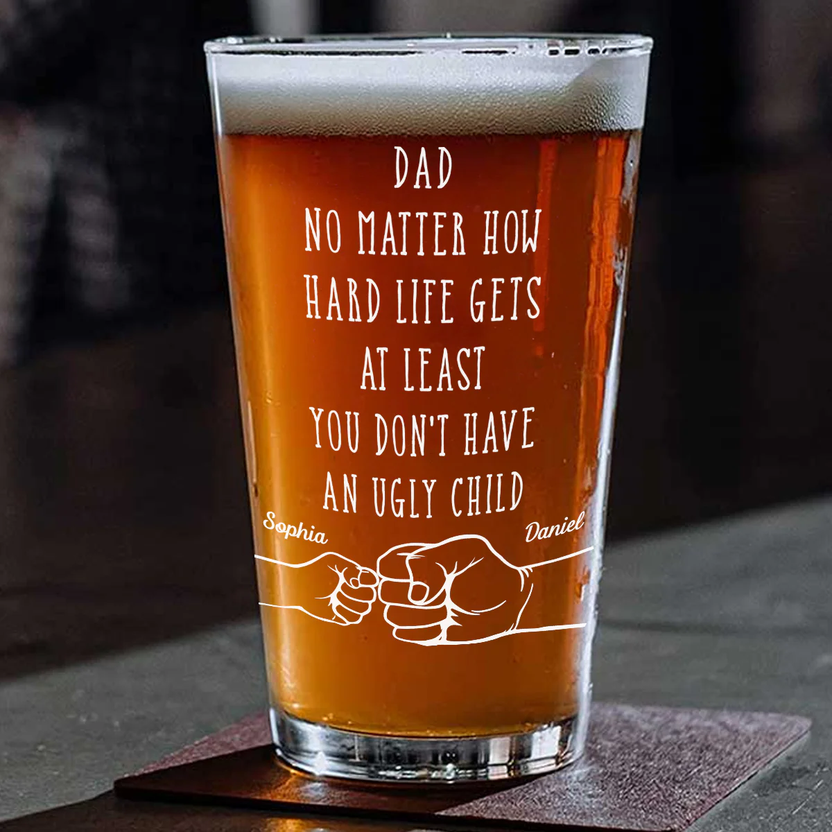 Thanks For Teaching Me How To Be A Man - Personalized Custom Beer Glass - Image 5
