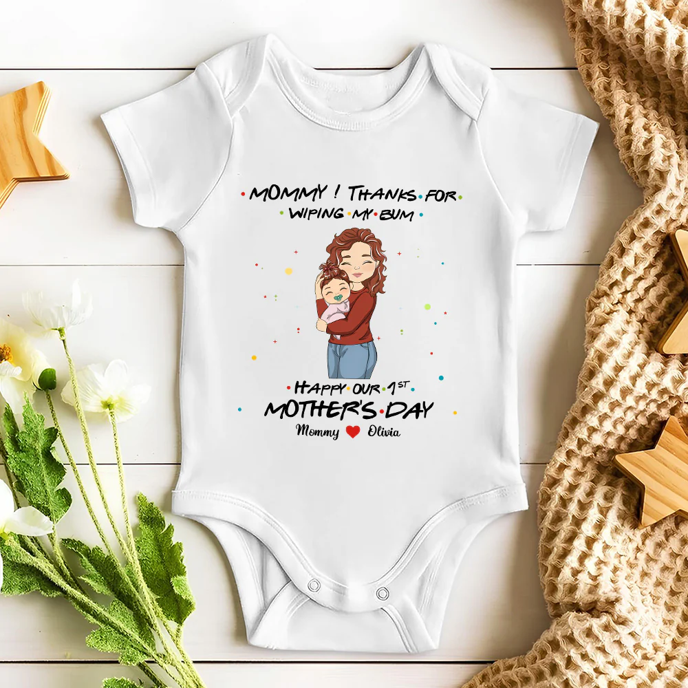 Thanks For Wiping My Bum Happy Mother Day - Personalized Custom Baby Onesie - Image 4