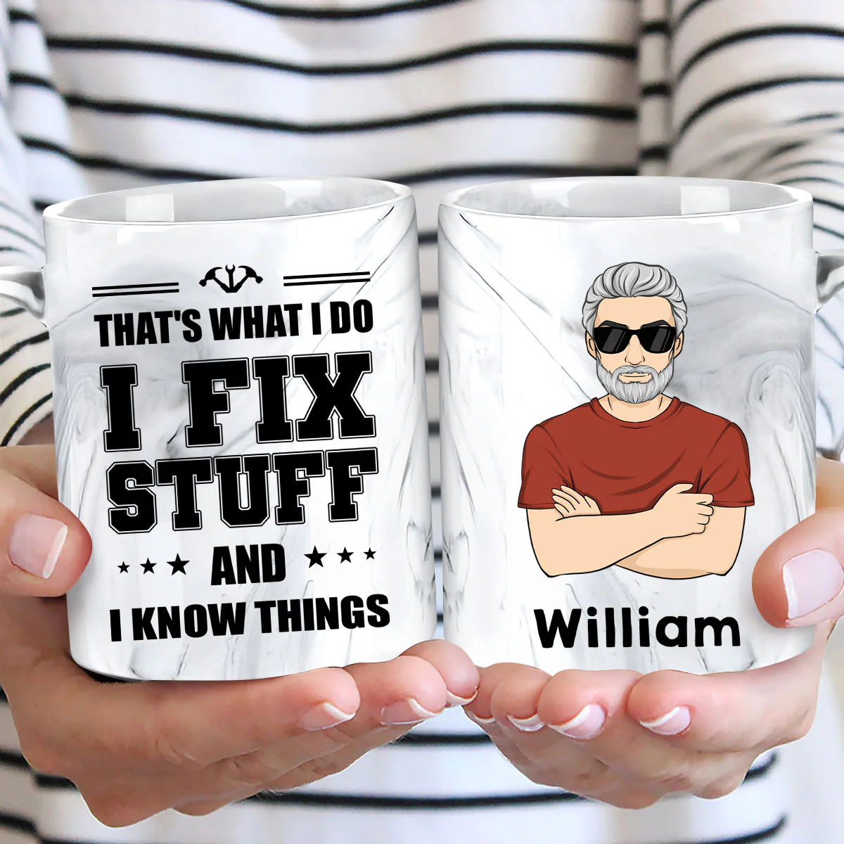 That Is what I Do - Personalized Custom Grey Marble Mug - Image 3