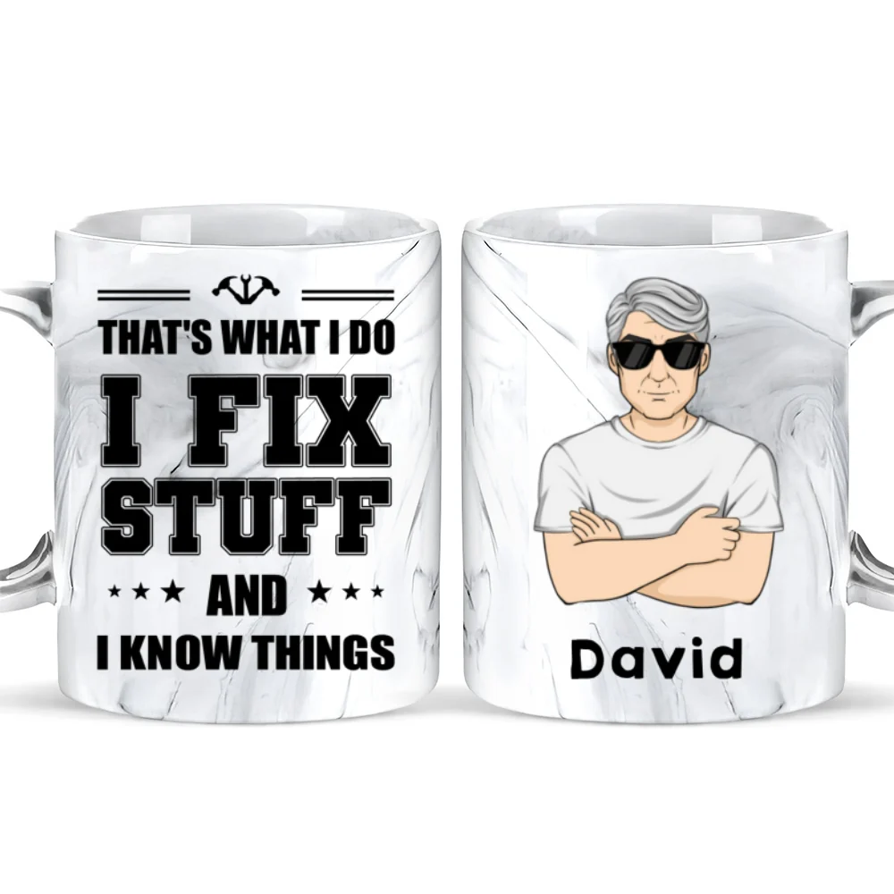 That Is what I Do - Personalized Custom Grey Marble Mug - Image 5