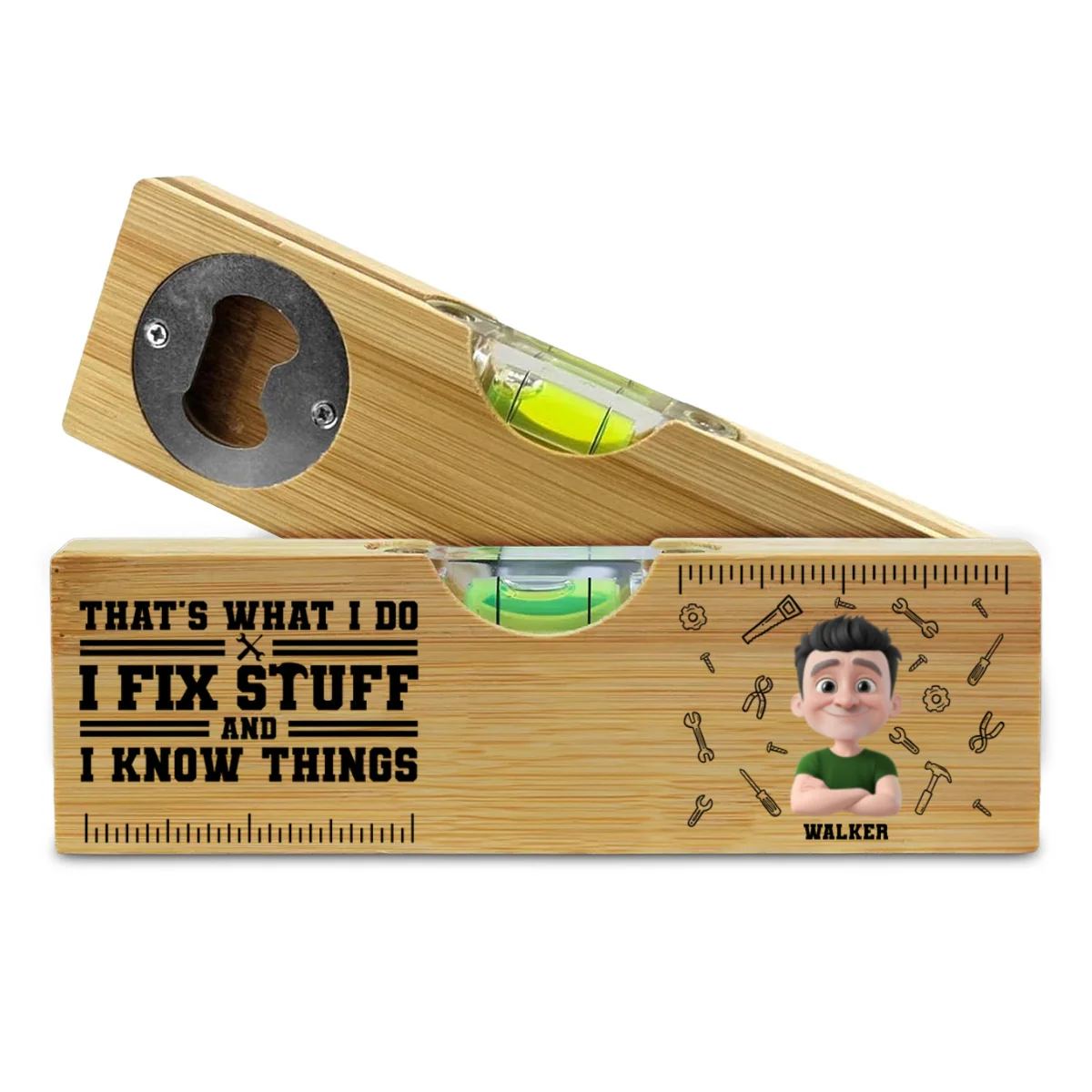 Thats What I Do - Personalized Custom Wooden Spirit Level Bottle Opener - Image 7