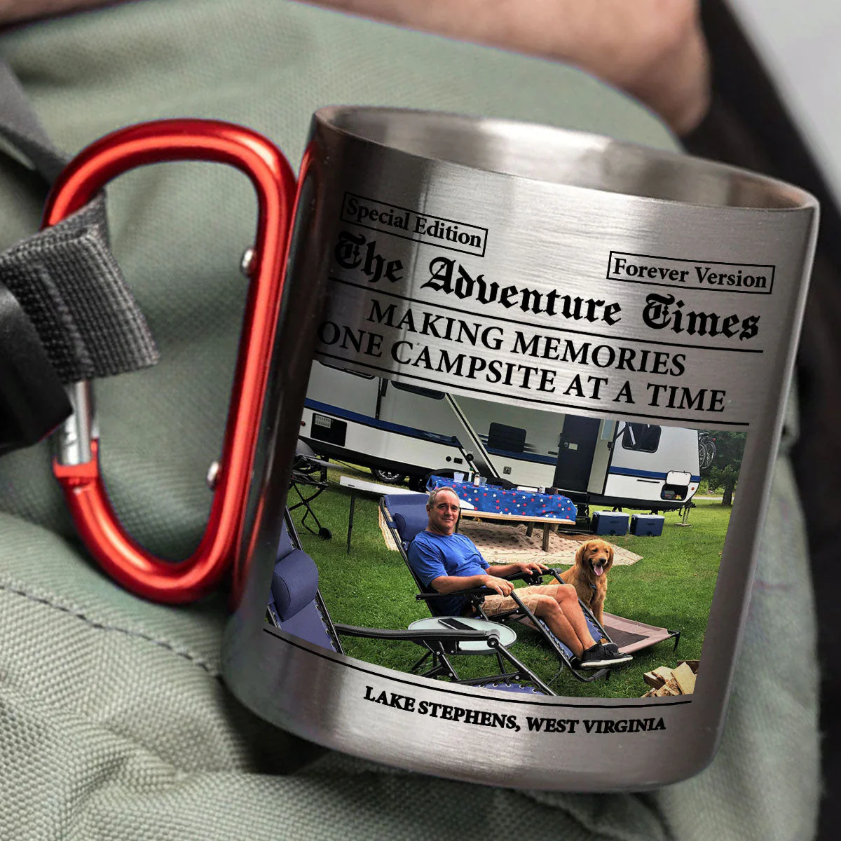 The Adventure Times - Personalized Custom Carabiner Mug - Image 4