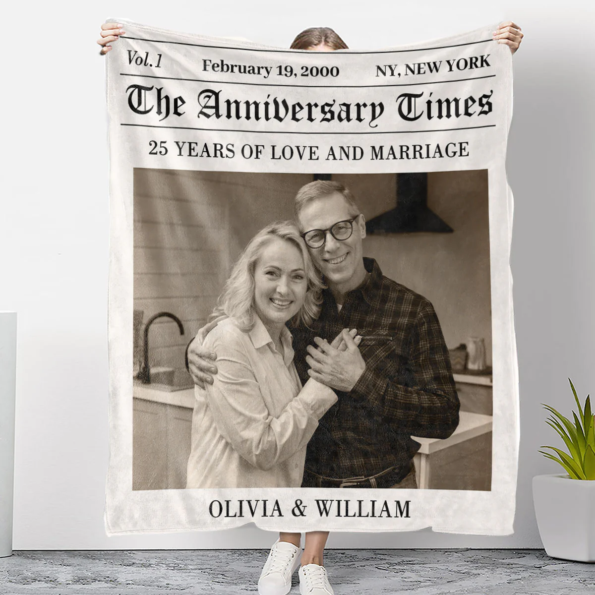 The Anniversary Times - Personalized Custom Fleece Blanket