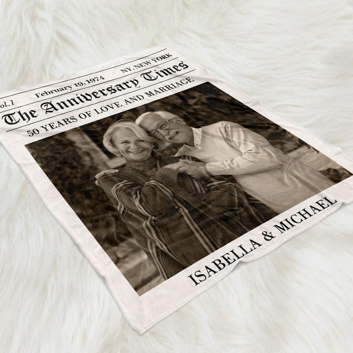 The Anniversary Times - Personalized Custom Fleece Blanket - Image 2