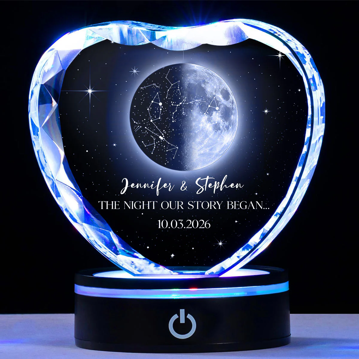 The Beginning Of Our Story - Personalized Custom Crystal Led Light