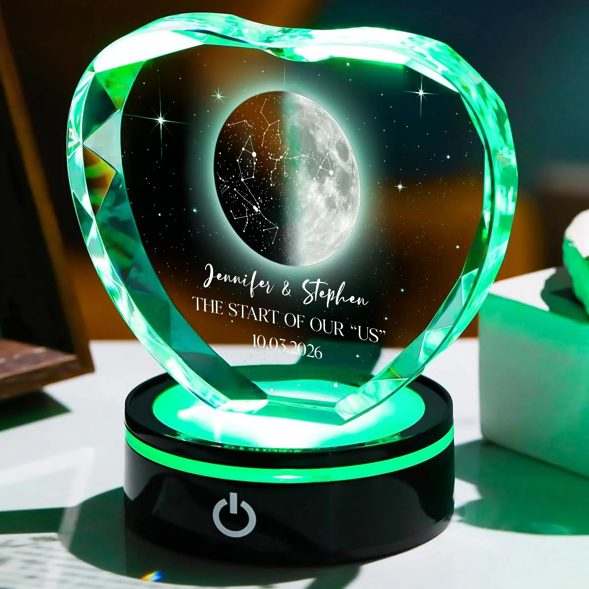 The Beginning Of Our Story - Personalized Custom Crystal Led Light - Image 3