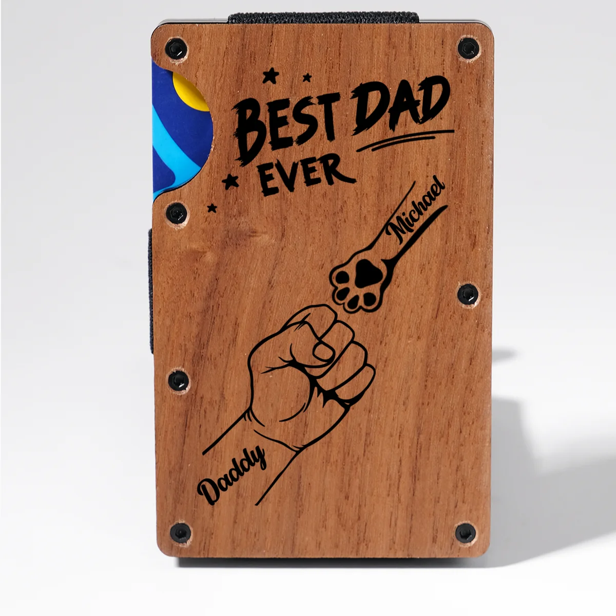 The Best Dad Ever - Personalized Custom Engraved Wooden Card Holder - Image 7