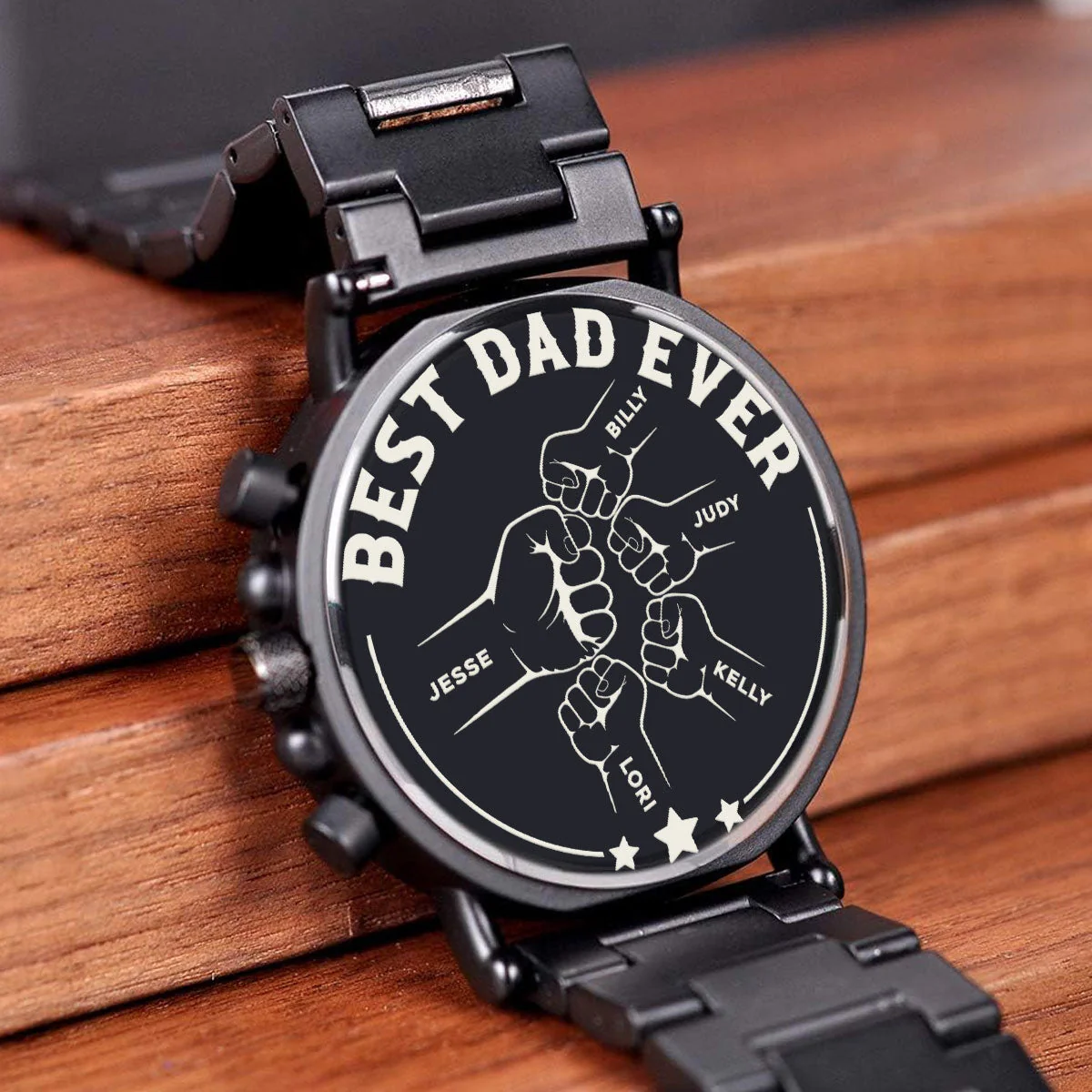 The Best Dad Ever - Personalized Engraved Wooden Watches GQ026 - Image 3