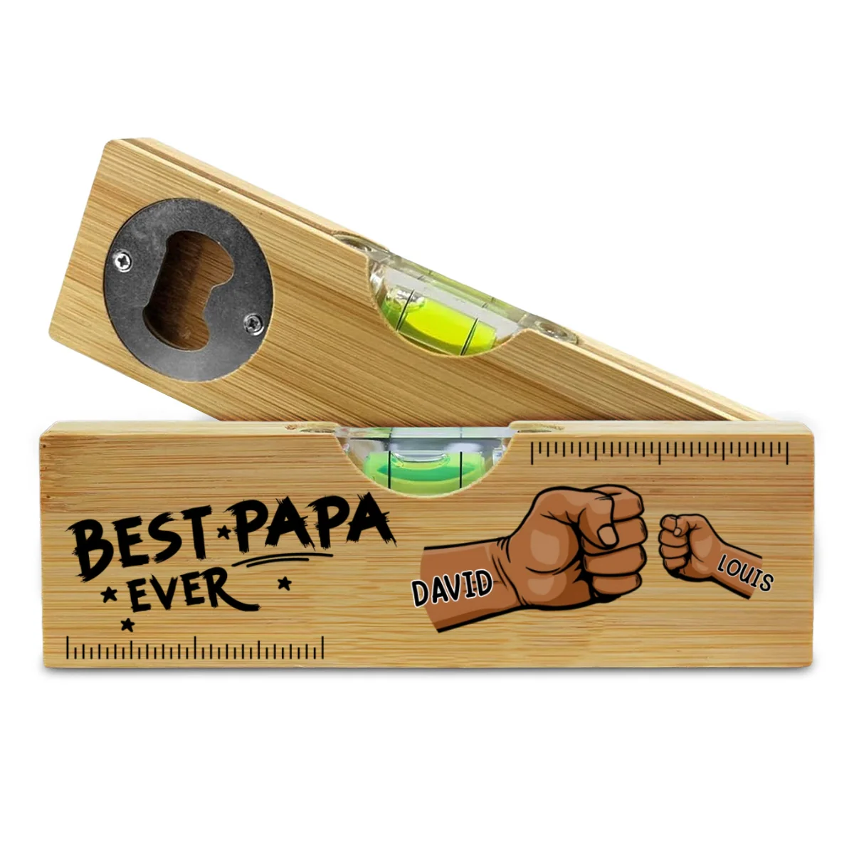 The Best Dad Grandpa Ever - Personalized Custom Wooden Spirit Level Bottle Opener - Image 6