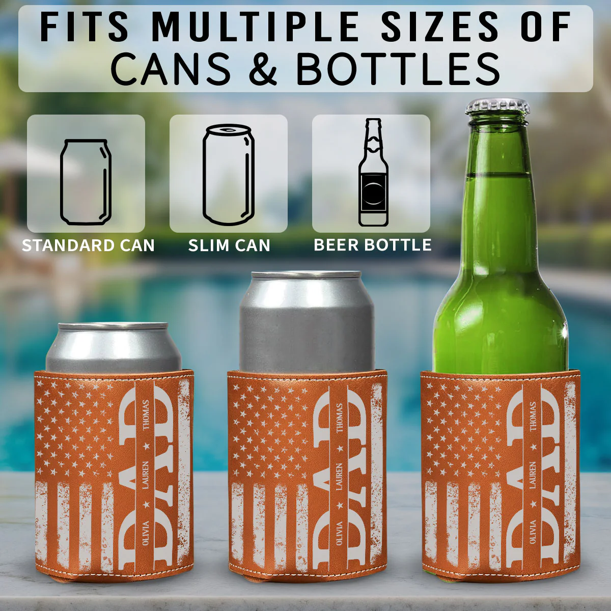 The Best Daddy - Personalized Custom Leather Can Cooler - Image 5