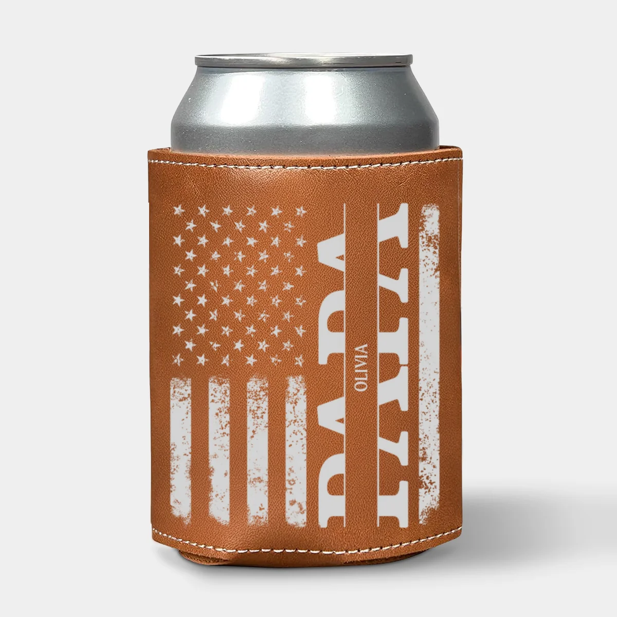 The Best Daddy - Personalized Custom Leather Can Cooler - Image 7