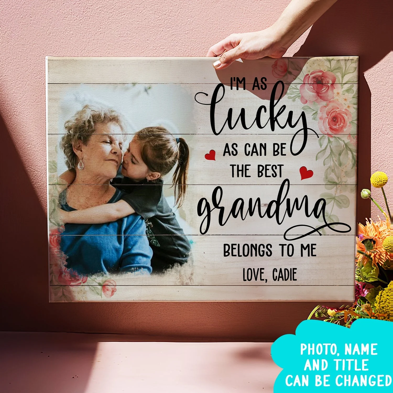 The Best Grandma - Personalized Custom Photo Canvas - Image 5
