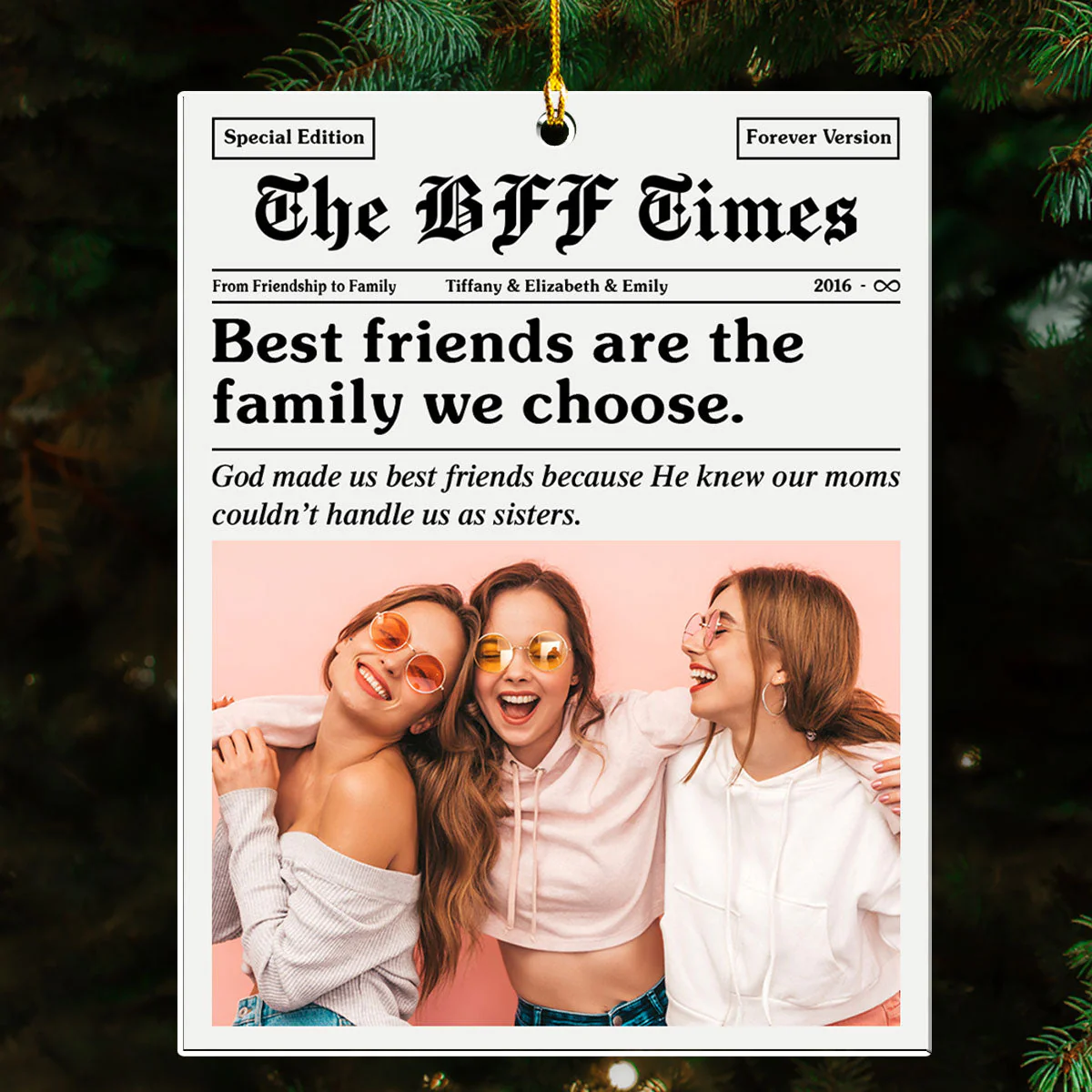 The BFF Times - Personalized Custom Acrylic Ornament - Image 2