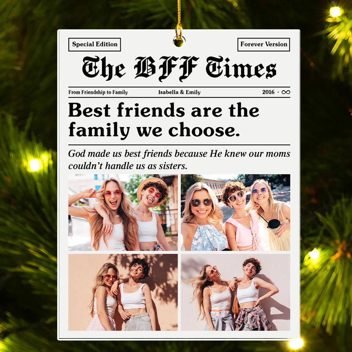 The BFF Times - Personalized Custom Acrylic Ornament - Image 3