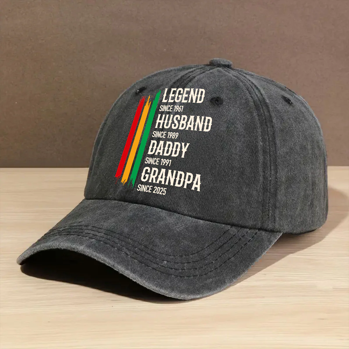 The Black Legend - Personalized Custom Vintage Washed Denim Cap - Image 2